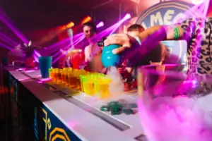 A bar with tequila drinks